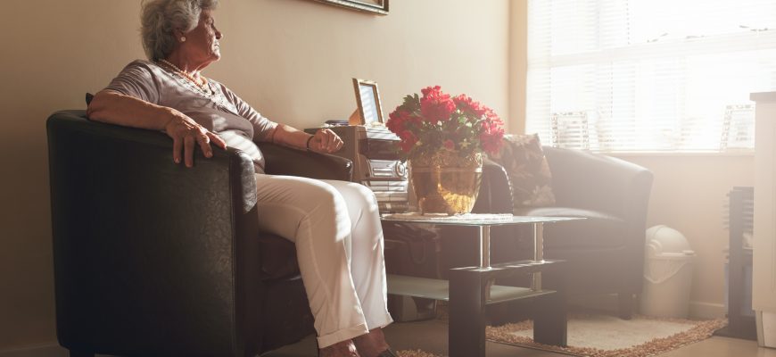 senior woman in decorated room