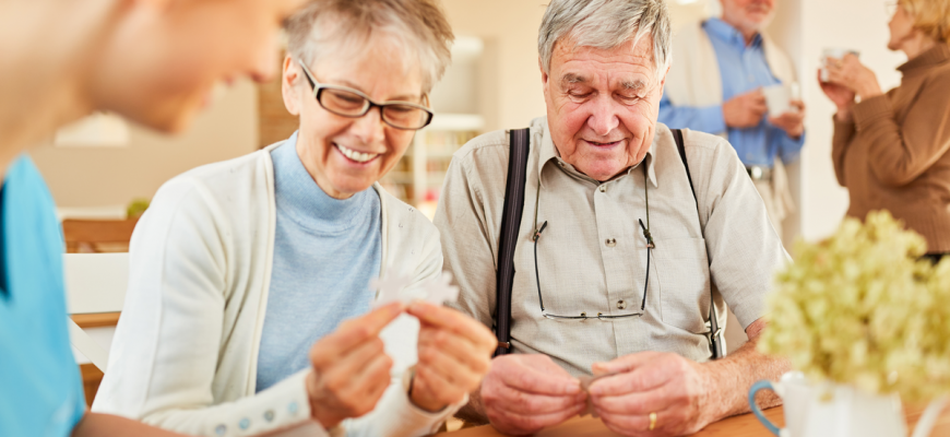 Seniors engaging in activities at a New York senior care facility.