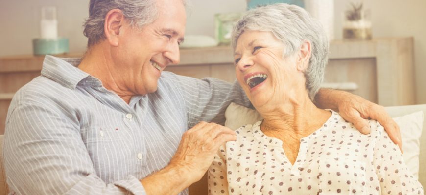 Elderly couple in senior living facility